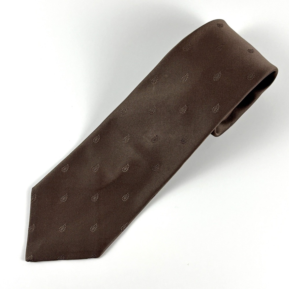Lilly Dache Brown‎ Paisley Silk Blend Necktie Mens Formal Business